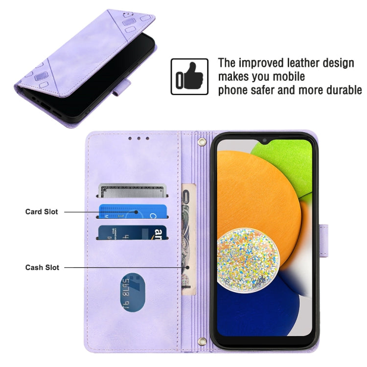 For Samsung Galaxy A03 166mm EU Version Skin-feel Embossed Leather Phone Case