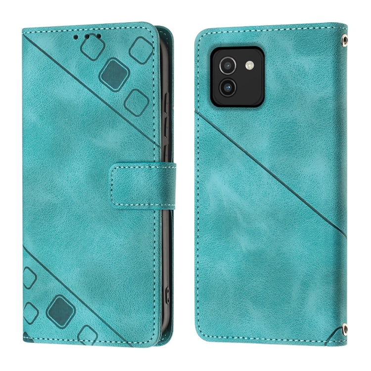 For Samsung Galaxy A03 166mm EU Version Skin-feel Embossed Leather Phone Case