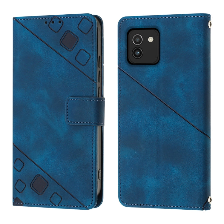 For Samsung Galaxy A03 166mm EU Version Skin-feel Embossed Leather Phone Case