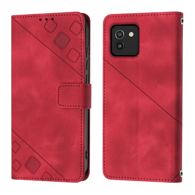 For Samsung Galaxy A03 166mm EU Version Skin-feel Embossed Leather Phone Case