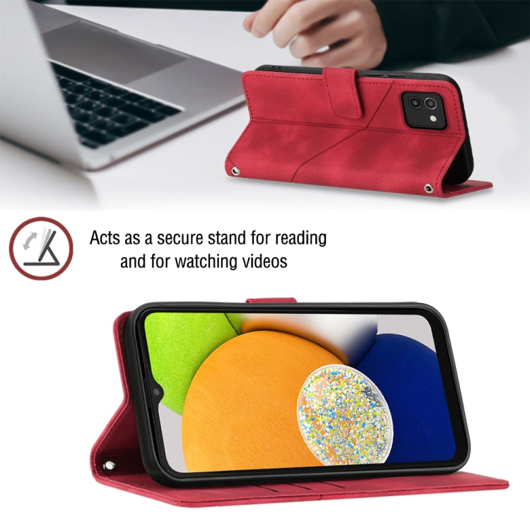 For Samsung Galaxy A03 166mm EU Version Skin-feel Embossed Leather Phone Case