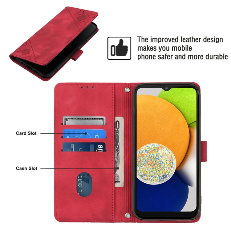 For Samsung Galaxy A03 166mm EU Version Skin-feel Embossed Leather Phone Case