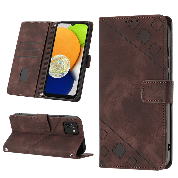 For Samsung Galaxy A03 166mm EU Version Skin-feel Embossed Leather Phone Case