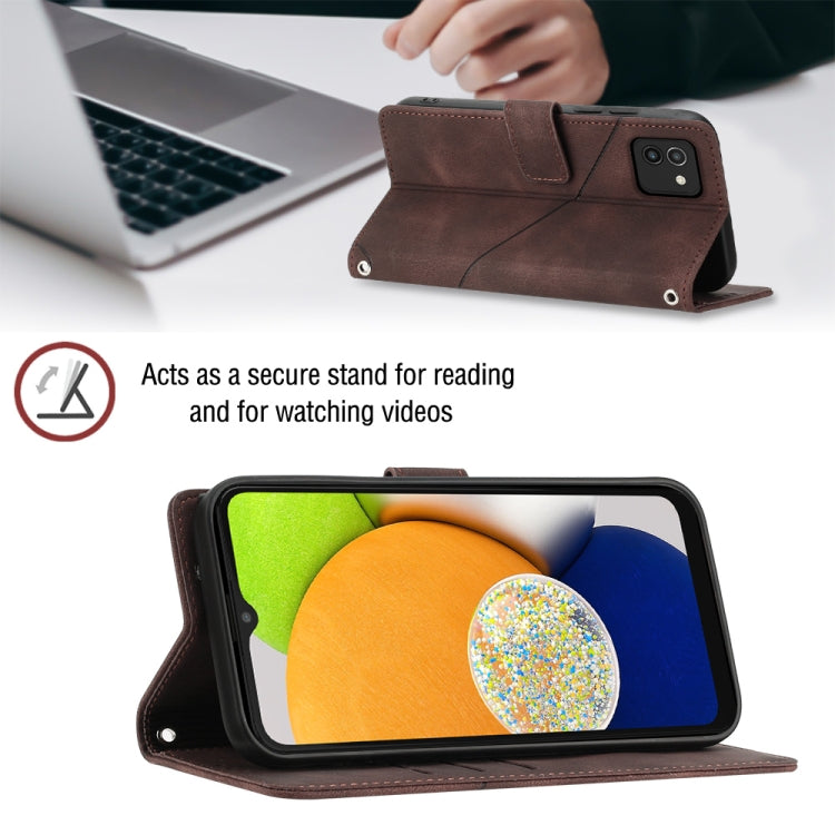 For Samsung Galaxy A03 166mm EU Version Skin-feel Embossed Leather Phone Case