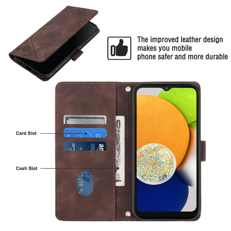 For Samsung Galaxy A03 166mm EU Version Skin-feel Embossed Leather Phone Case