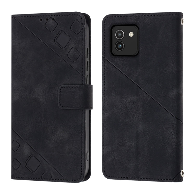 For Samsung Galaxy A03 166mm EU Version Skin-feel Embossed Leather Phone Case