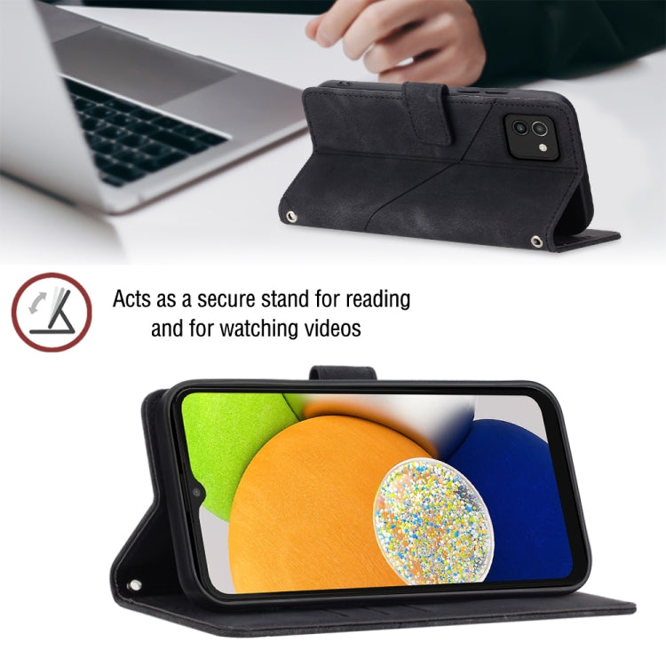 For Samsung Galaxy A03 166mm EU Version Skin-feel Embossed Leather Phone Case