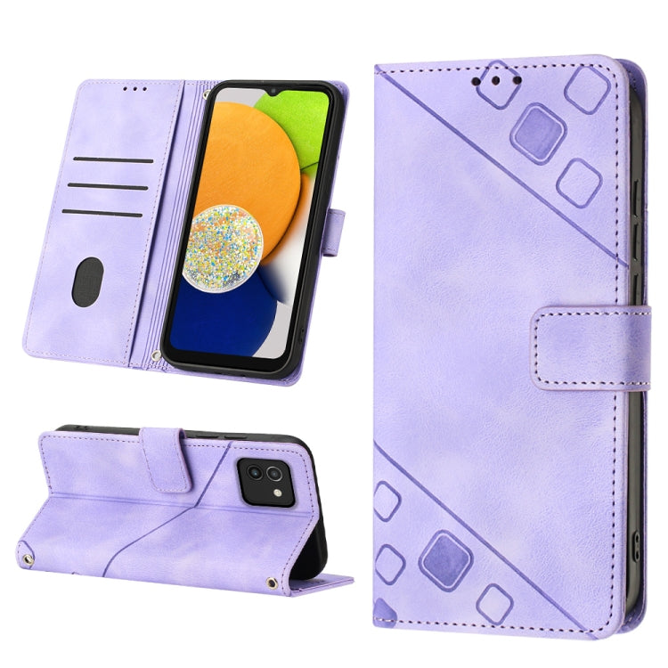 For Samsung Galaxy A03 164mm Global Skin-feel Embossed Leather Phone Case