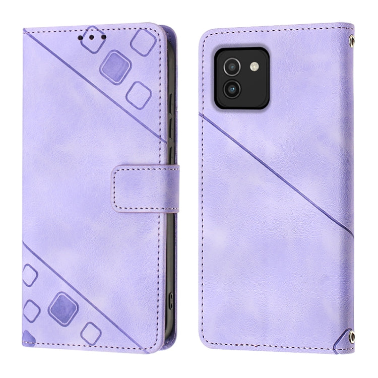 For Samsung Galaxy A03 164mm Global Skin-feel Embossed Leather Phone Case