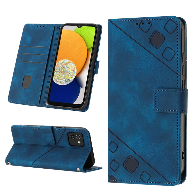For Samsung Galaxy A03 164mm Global Skin-feel Embossed Leather Phone Case