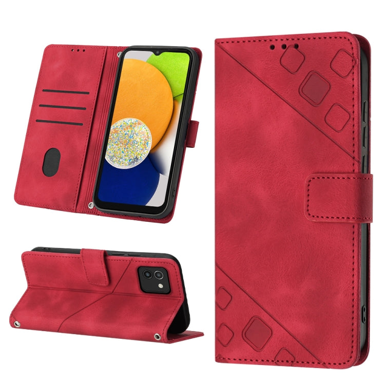 For Samsung Galaxy A03 164mm Global Skin-feel Embossed Leather Phone Case