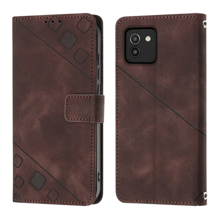 For Samsung Galaxy A03 164mm Global Skin-feel Embossed Leather Phone Case