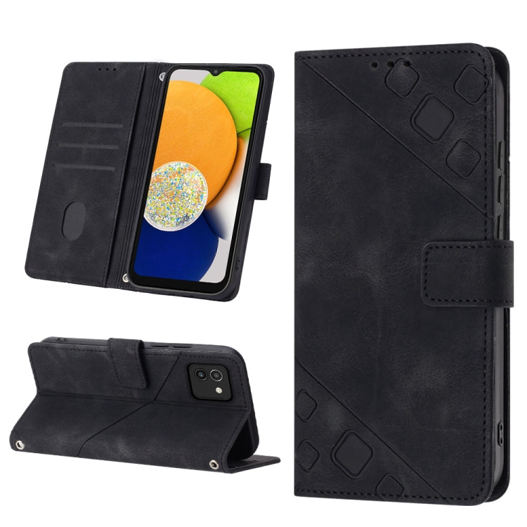 For Samsung Galaxy A03 164mm Global Skin-feel Embossed Leather Phone Case