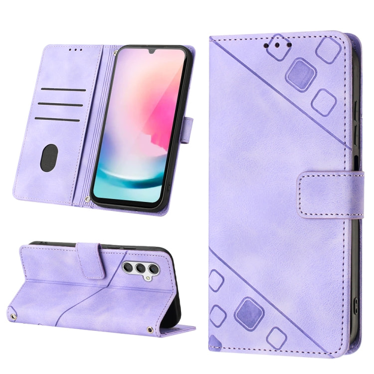 For Samsung Galaxy A24 4G Skin-feel Embossed Leather Phone Case