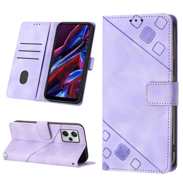 Skin-feel Embossed Leather Phone Case For Xiaomi Poco X5 5G/Redmi Note 12 China/Redmi Note 12 Global