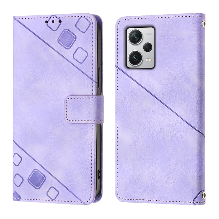 Skin-feel Embossed Leather Phone Case For Xiaomi Poco X5 5G/Redmi Note 12 China/Redmi Note 12 Global