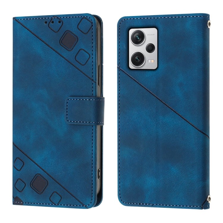 Skin-feel Embossed Leather Phone Case For Xiaomi Poco X5 5G/Redmi Note 12 China/Redmi Note 12 Global