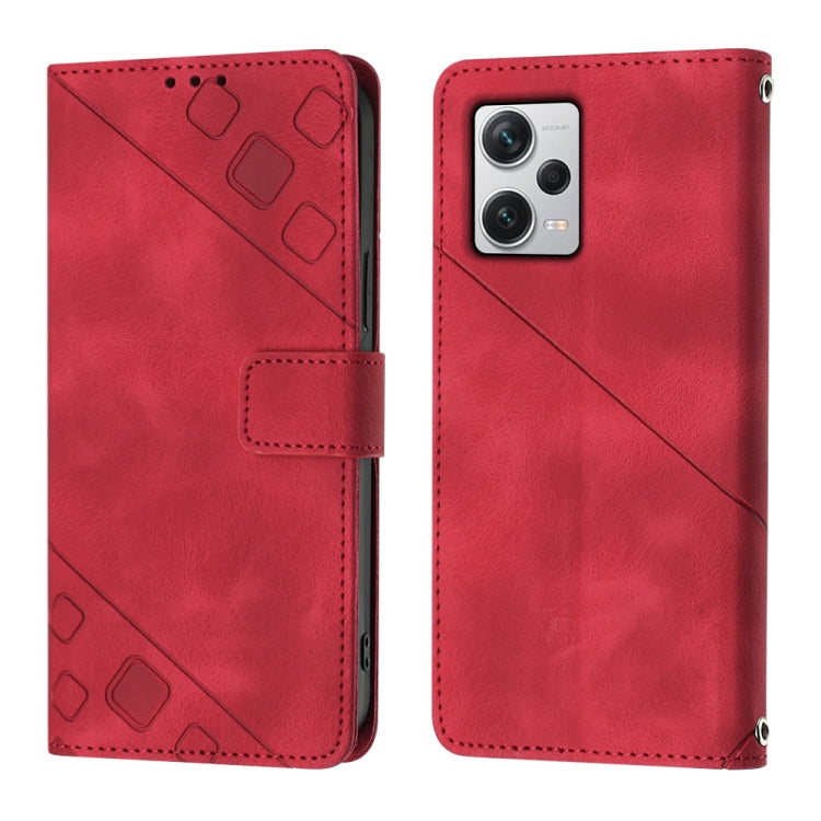 Skin-feel Embossed Leather Phone Case For Xiaomi Poco X5 5G/Redmi Note 12 China/Redmi Note 12 Global