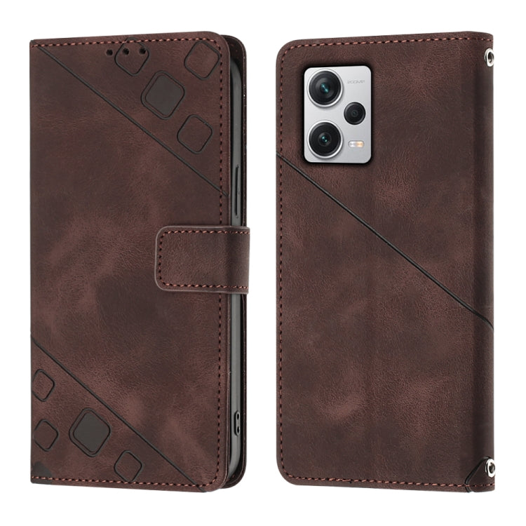Skin-feel Embossed Leather Phone Case For Xiaomi Poco X5 5G/Redmi Note 12 China/Redmi Note 12 Global