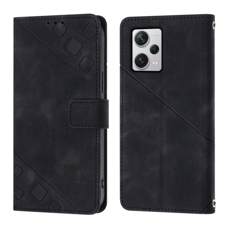 Skin-feel Embossed Leather Phone Case For Xiaomi Poco X5 5G/Redmi Note 12 China/Redmi Note 12 Global