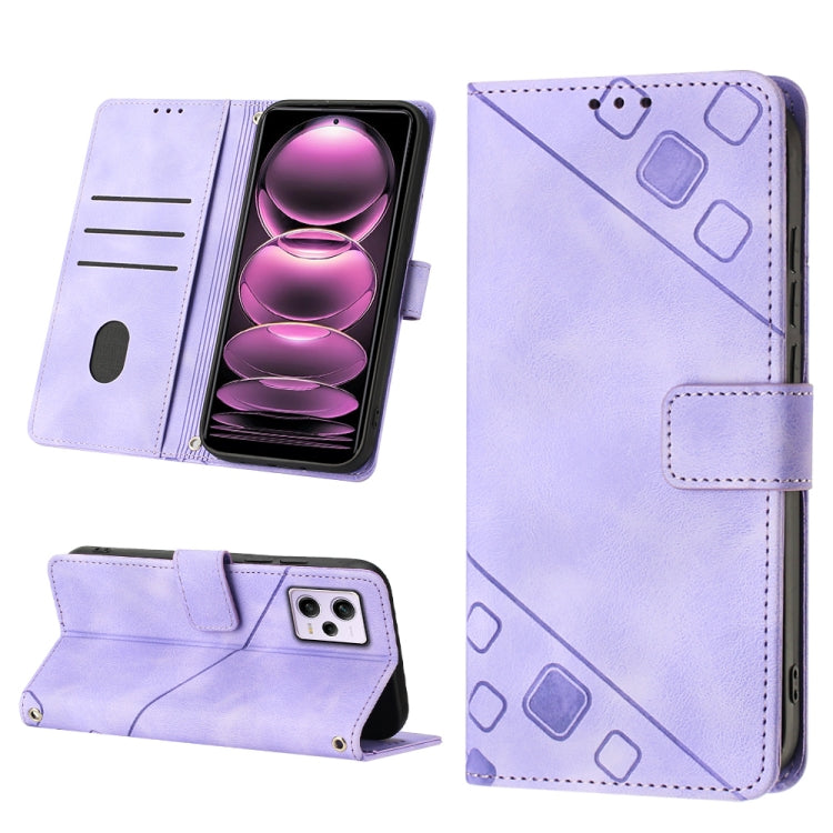 Skin-feel Embossed Leather Phone Case For Xiaomi Redmi Note 12 Pro 5G Global / Redmi Note 12 Pro 5G China