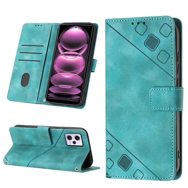 Skin-feel Embossed Leather Phone Case For Xiaomi Redmi Note 12 Pro 5G Global / Redmi Note 12 Pro 5G China