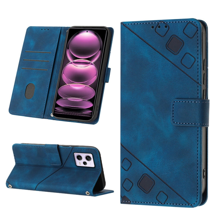 Skin-feel Embossed Leather Phone Case For Xiaomi Redmi Note 12 Pro 5G Global / Redmi Note 12 Pro 5G China