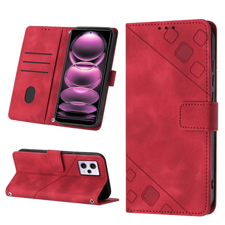 Skin-feel Embossed Leather Phone Case For Xiaomi Redmi Note 12 Pro 5G Global / Redmi Note 12 Pro 5G China