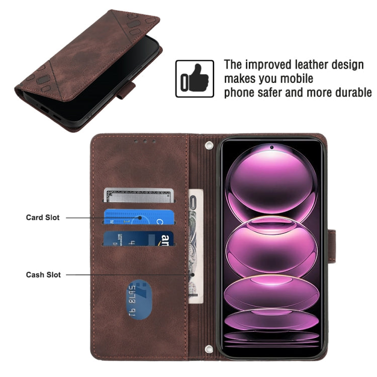 Skin-feel Embossed Leather Phone Case For Xiaomi Redmi Note 12 Pro 5G Global / Redmi Note 12 Pro 5G China
