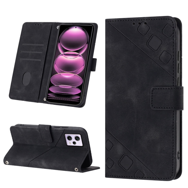 Skin-feel Embossed Leather Phone Case For Xiaomi Redmi Note 12 Pro 5G Global / Redmi Note 12 Pro 5G China