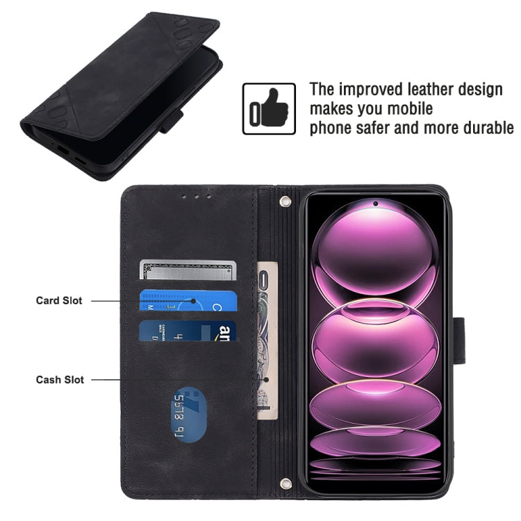 Skin-feel Embossed Leather Phone Case For Xiaomi Redmi Note 12 Pro 5G Global / Redmi Note 12 Pro 5G China