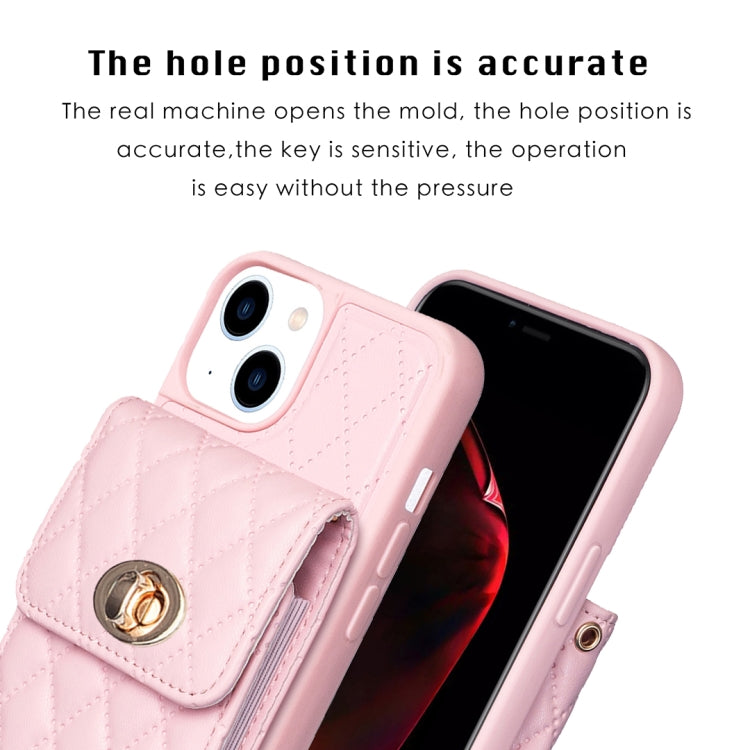 For iPhone 13 Vertical Metal Buckle Wallet Rhombic Leather Phone Case