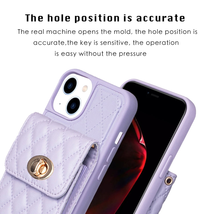 For iPhone 13 Vertical Metal Buckle Wallet Rhombic Leather Phone Case