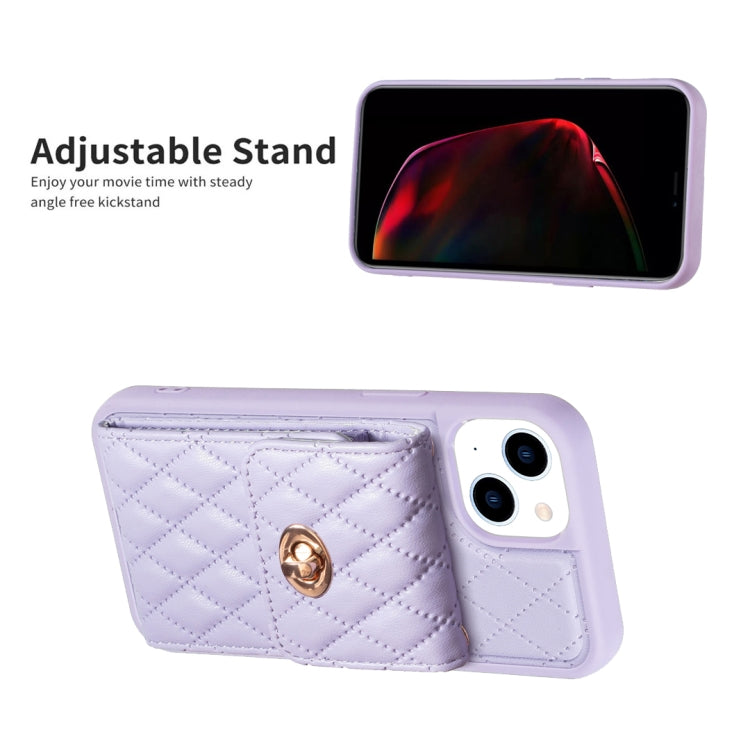 For iPhone 13 Vertical Metal Buckle Wallet Rhombic Leather Phone Case