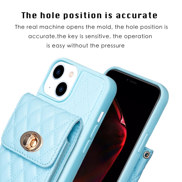 For iPhone 13 Vertical Metal Buckle Wallet Rhombic Leather Phone Case