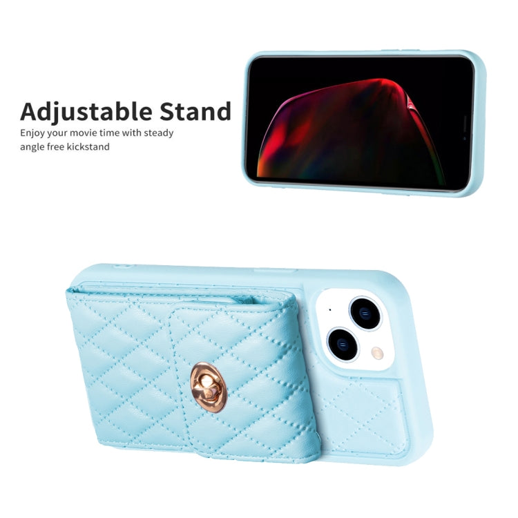For iPhone 13 Vertical Metal Buckle Wallet Rhombic Leather Phone Case