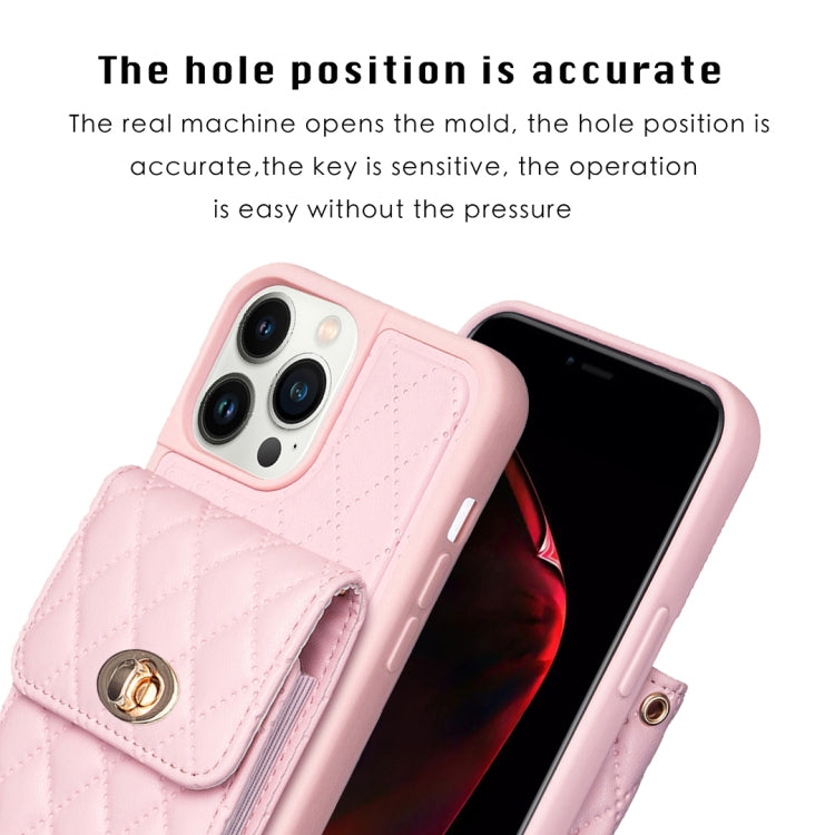 For iPhone 13 Pro Vertical Metal Buckle Wallet Rhombic Leather Phone Case