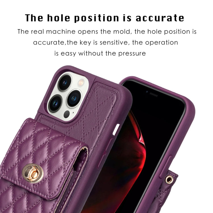 For iPhone 13 Pro Vertical Metal Buckle Wallet Rhombic Leather Phone Case