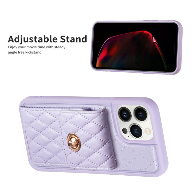 For iPhone 13 Pro Vertical Metal Buckle Wallet Rhombic Leather Phone Case