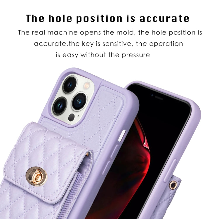 For iPhone 13 Pro Max Vertical Metal Buckle Wallet Rhombic Leather Phone Case