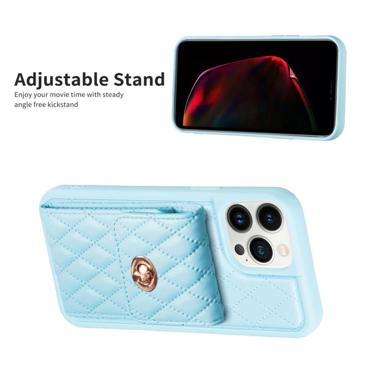 For iPhone 13 Pro Max Vertical Metal Buckle Wallet Rhombic Leather Phone Case