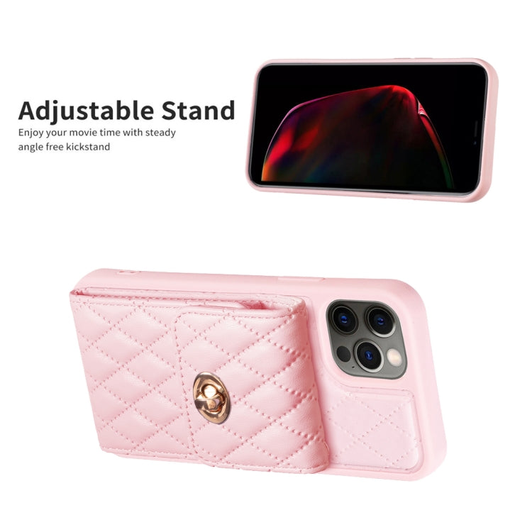 For iPhone 12 / 12 Pro Vertical Metal Buckle Wallet Rhombic Leather Phone Case