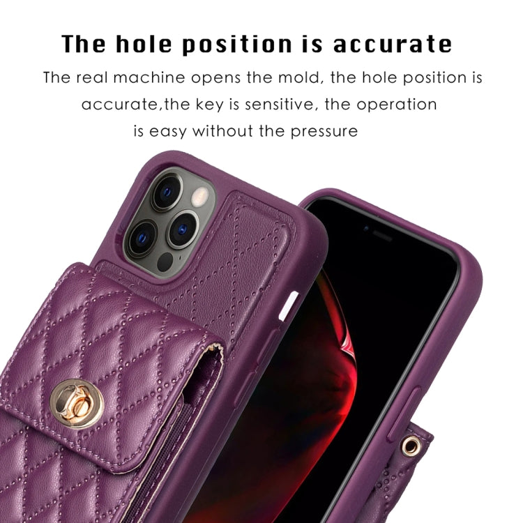 For iPhone 12 / 12 Pro Vertical Metal Buckle Wallet Rhombic Leather Phone Case