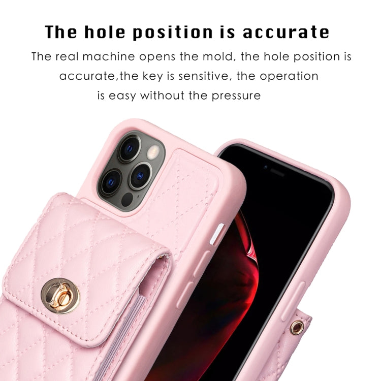 For iPhone 12 Pro Max Vertical Metal Buckle Wallet Rhombic Leather Phone Case