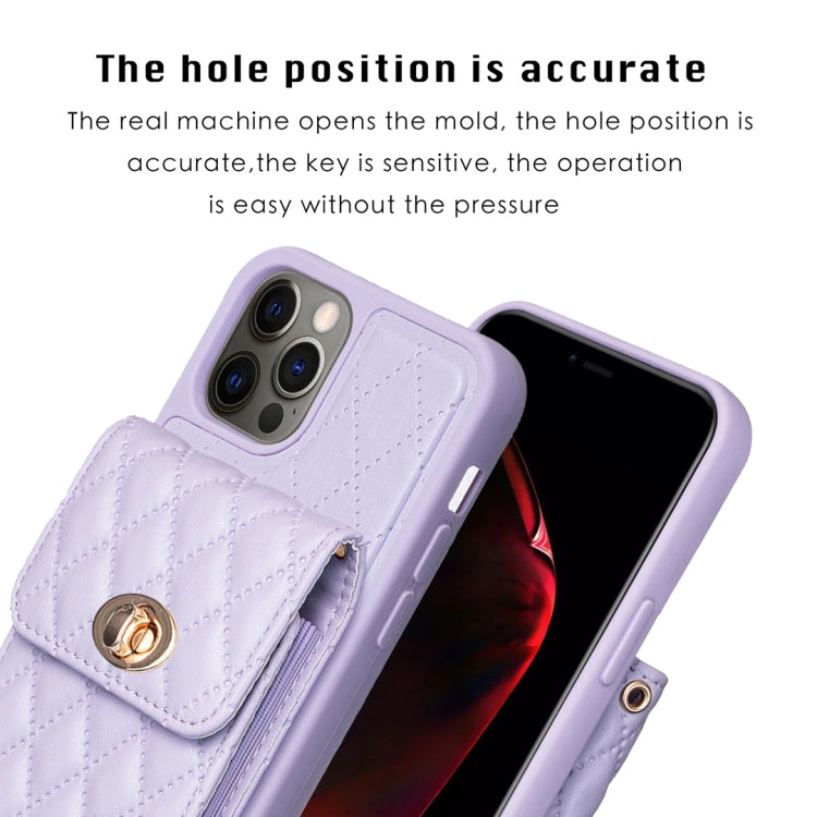 For iPhone 12 Pro Max Vertical Metal Buckle Wallet Rhombic Leather Phone Case