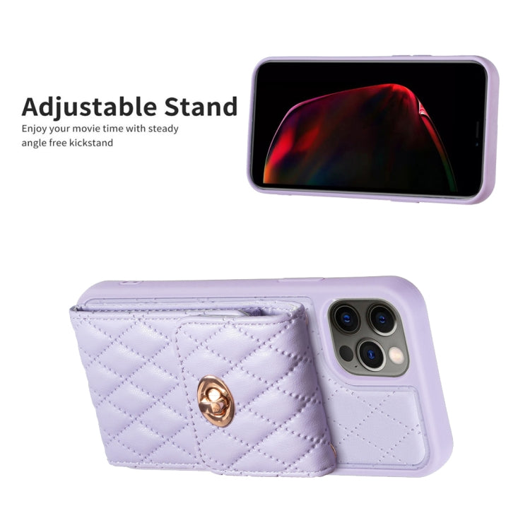 For iPhone 12 Pro Max Vertical Metal Buckle Wallet Rhombic Leather Phone Case