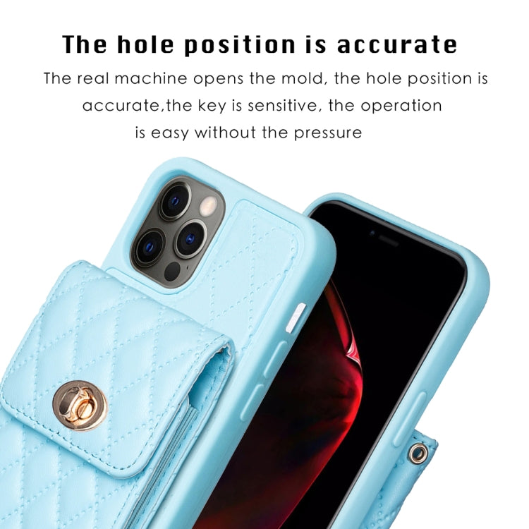 For iPhone 12 Pro Max Vertical Metal Buckle Wallet Rhombic Leather Phone Case