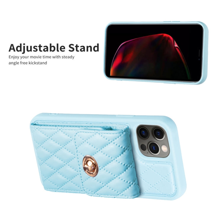 For iPhone 12 Pro Max Vertical Metal Buckle Wallet Rhombic Leather Phone Case