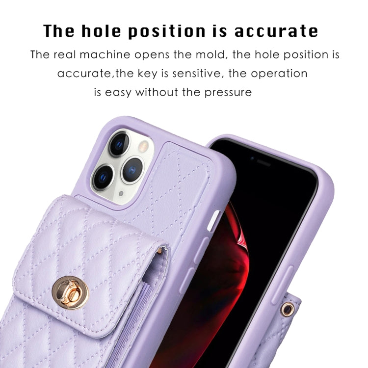 For iPhone 11 Pro Vertical Metal Buckle Wallet Rhombic Leather Phone Case