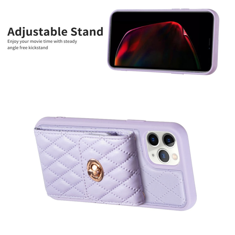 For iPhone 11 Pro Vertical Metal Buckle Wallet Rhombic Leather Phone Case